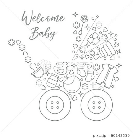 Newborn baby vector illustration Baby stroller 60142559