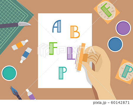 Hand Stamping Illustration 60142871
