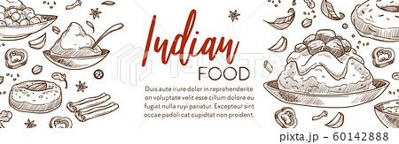 Cooking food, Indian cuisine menu restaurant sketch poster 60142888