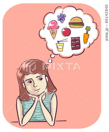 Girl Food Cravings Illustration 60142940