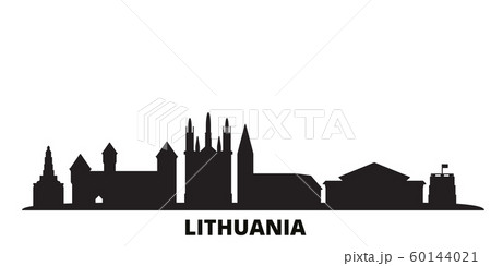 Lithuania city skyline isolated vector illustration. Lithuania travel black cityscape Lithuania city skyline isolated vector illustration. Lithuania travel black cityscape 60144021