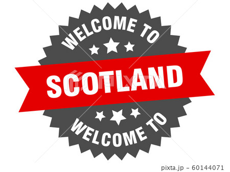 Scotland sign. welcome to Scotland red sticker 60144071
