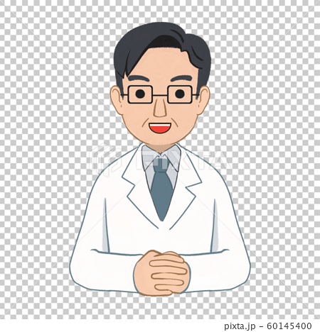 眼鏡をかけた男性の医師のイラスト 白衣 病院 クリニック サイト のイラスト素材