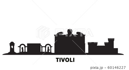 Italy, Tivoli city skyline isolated vector illustration. Italy, Tivoli travel black cityscape 60146227