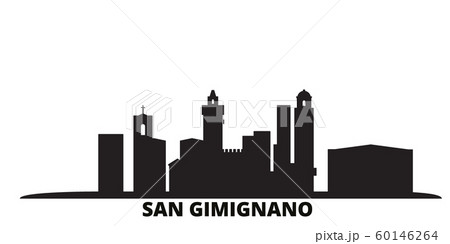 Italy, San Gimignano City city skyline isolated vector illustration. Italy, San Gimignano City travel black cityscape 60146264