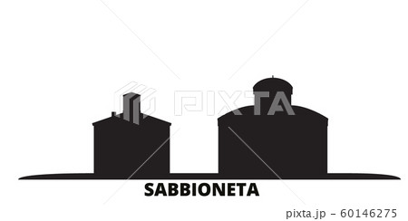 Italy, Sabbioneta city skyline isolated vector illustration. Italy, Sabbioneta travel black cityscape 60146275