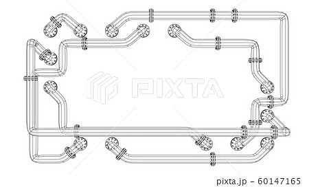 Banner is entangled in pipes with flanges. Vector 60147165