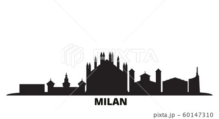 Italy, Milan city skyline isolated vector illustration. Italy, Milan travel black cityscape 60147310
