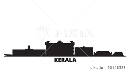 India, Kerala city skyline isolated vector illustration. India, Kerala travel black cityscape India, Kerala city skyline isolated vector illustration. India, Kerala travel black cityscape 60148523