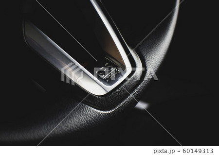 SRS Airbag icon on steering wheel in a luxury car. 60149313