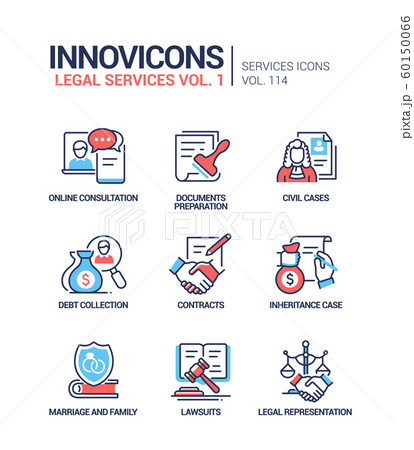 Legal services - line design style icons set 60150066