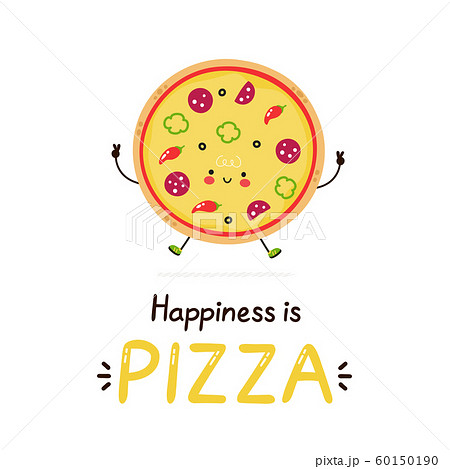 Cute Happy Smiling Pizza Vectorのイラスト素材