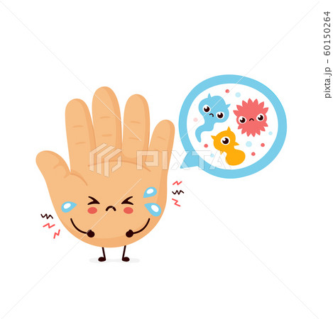 Cute sad human hand and microscopic bacterias Cute sad human hand and microscopic bacterias 60150264