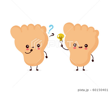 Cute happy human leg foot with question mark 60150401