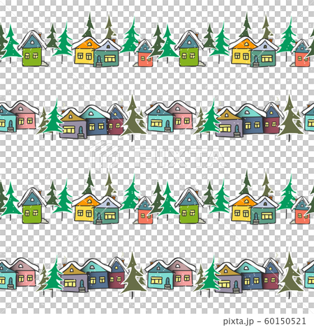 Hand drawn gingerbread multicolored houses on a white background 60150521