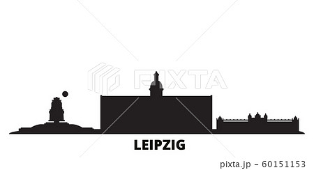 Germany, Leipzig city skyline isolated vector illustration. Germany, Leipzig travel black cityscape Germany, Leipzig city skyline isolated vector illustration. Germany, Leipzig travel black cityscape 60151153