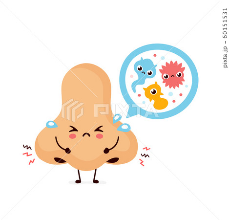 Cute sad nose with bacterias. Vector  60151531