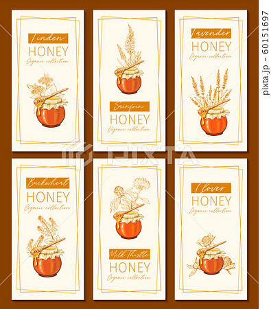 Honey Flowers Vintage Vertical Flyers Design Stock Illustration