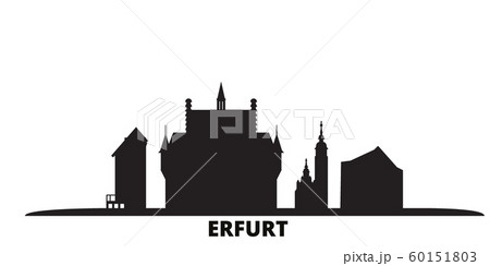 Germany, Erfurt city skyline isolated vector illustration. Germany, Erfurt travel black cityscape 60151803