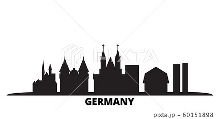 Germany city skyline isolated vector illustration. Germany travel black cityscape 60151898
