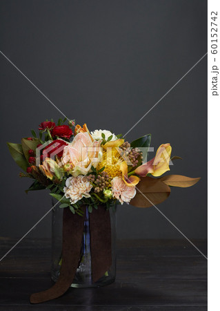Naked bouquet in vintage style in a glass vase on Naked bouquet in vintage style in a glass vase on 60152742
