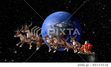 Santa Claus carries gifts on a sleigh pulled by 60153516