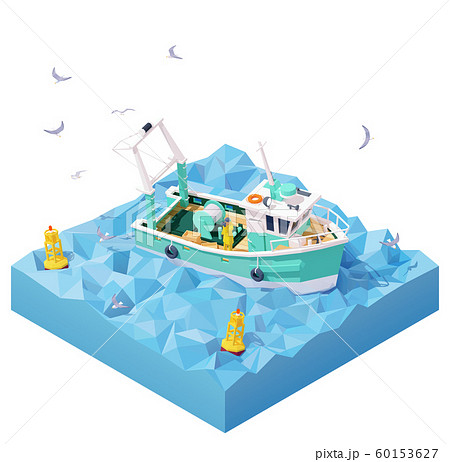 Vector isometric fishing boat in the sea 60153627