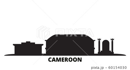 Cameroon city skyline isolated vector illustration. Cameroon travel black cityscape 60154030