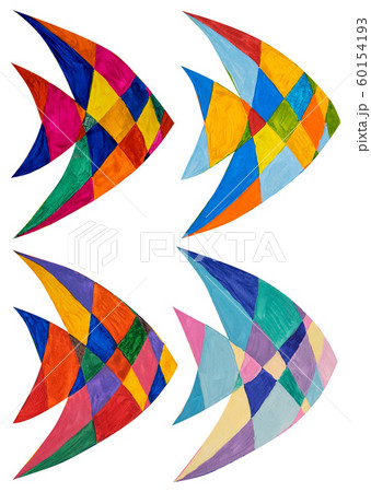 Set of four hand drawn gouache angelfishes. Set of four hand drawn gouache angelfishes. 60154193