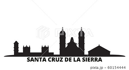 Bolivia, Santa Cruz De La Sierra city skyline isolated vector illustration. Bolivia, Santa Cruz De La Sierra travel black cityscape 60154444