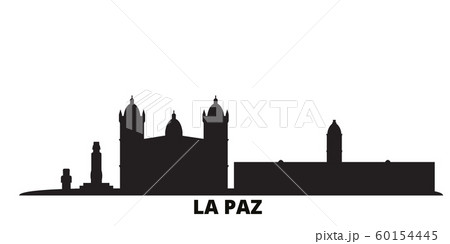 Bolivia , La Paz city skyline isolated vector illustration. Bolivia , La Paz travel black cityscape 60154445