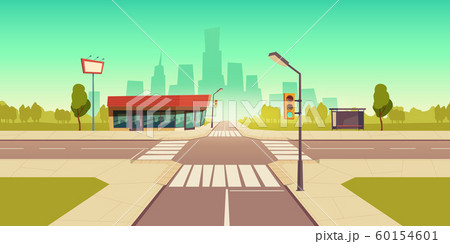 Urban street landscape, crossroads, traffic lights Urban street landscape, crossroads, traffic lights 60154601