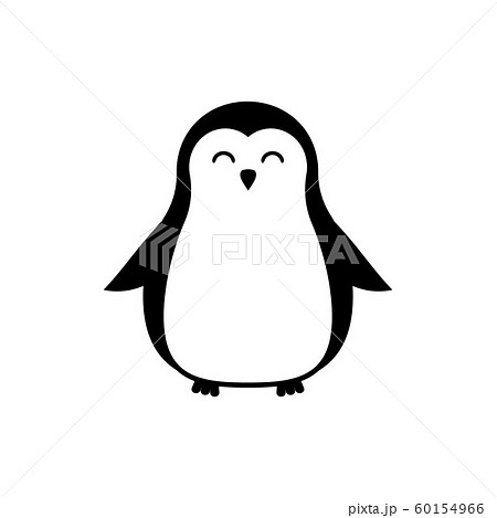 Vector flat black outline penguin Vector flat black outline penguin 60154966