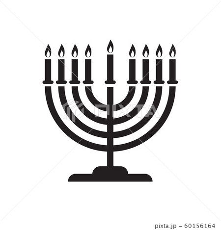 Hanukkah menorah candelabrum with nine lit candles 60156164