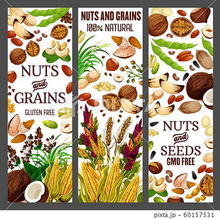 Superfood nuts and healthy GMO free cereal grains Superfood nuts and healthy GMO free cereal grains 60157531