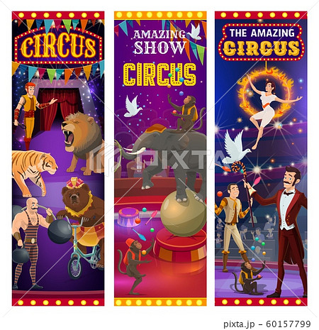 Retro big top circus show, animals and tamers 60157799