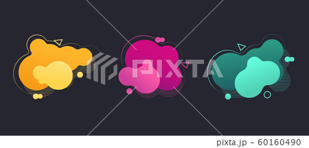 Set abstract triangle banner with bright effect isolated on dark blue background. Neon badge. Abstract geometric shape. Dynamic composition.Vector illustration 60160490