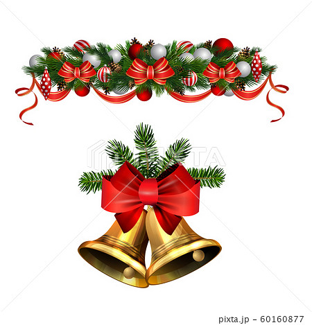 Christmas decorations with fir tree golden jingle bells Christmas decorations with fir tree golden jingle bells 60160877