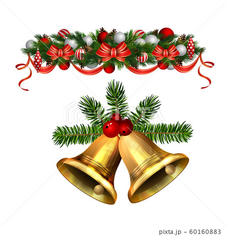 Christmas decorations with fir tree golden jingle bells 60160883