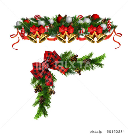 Christmas decorations with fir tree golden jingle bells 60160884