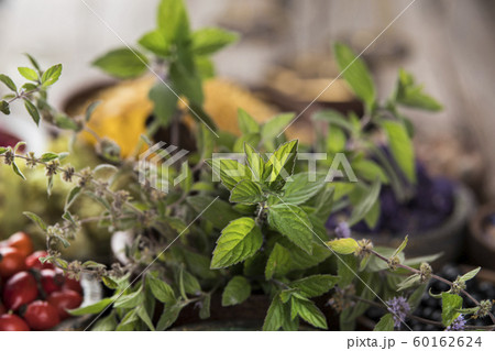 Natural remedy,Herbal medicine and wooden table Natural remedy,Herbal medicine and wooden table 60162624
