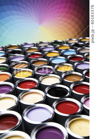 Open cans of paint, Creativity concept Open cans of paint, Creativity concept 60163376