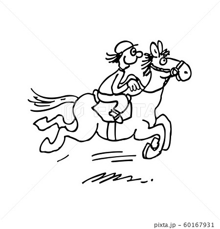 cartoon horse ride. outlined cartoon handrawn 60167931