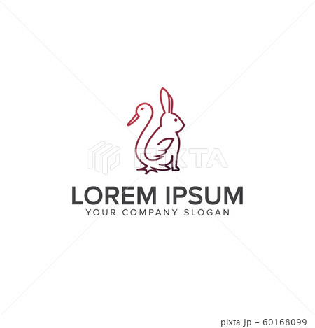Line Duck Rabbit Logo Farm Logo Concept Logoのイラスト素材