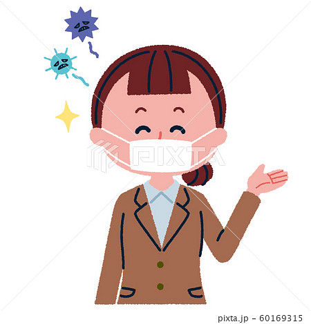 ウィルス予防バッチリな女性社員のイラスト 60169315