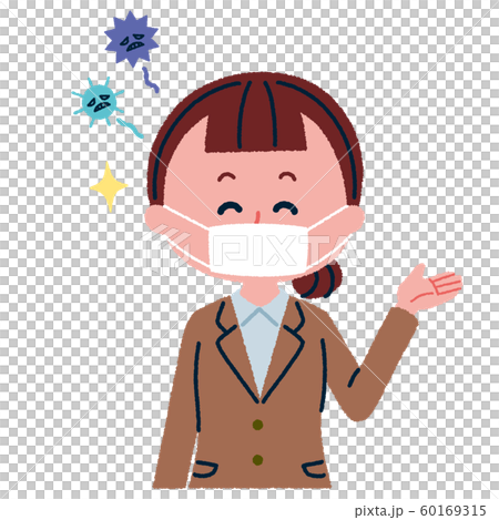 預防病毒的女員工的插圖 60169315