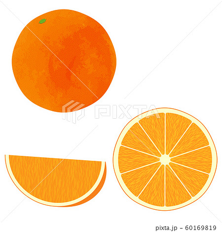 丸ごとやカットなど3種類のオレンジのイラスト 水彩画風 のイラスト素材