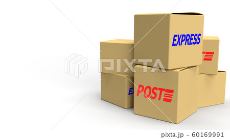 The postal boxes on white background 3d rendering for delivery content. The postal boxes on white background 3d rendering for delivery content. 60169991