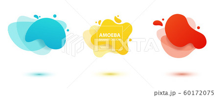 Amoeba liquid design. Dynamical colored forms of amoeba. Modern banner template for logo, flyer, presentation design. Yellow, red, blue colors. 60172075