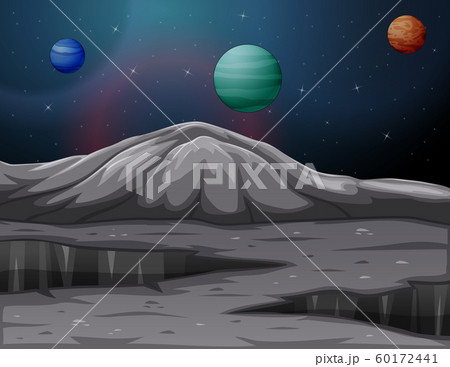 Landscape in the mountains of Mars with planets Landscape in the mountains of Mars with planets 60172441